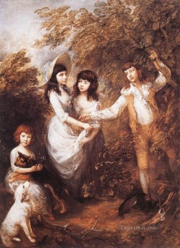  Children Oil Painting - The Marsham children Thomas Gainsborough